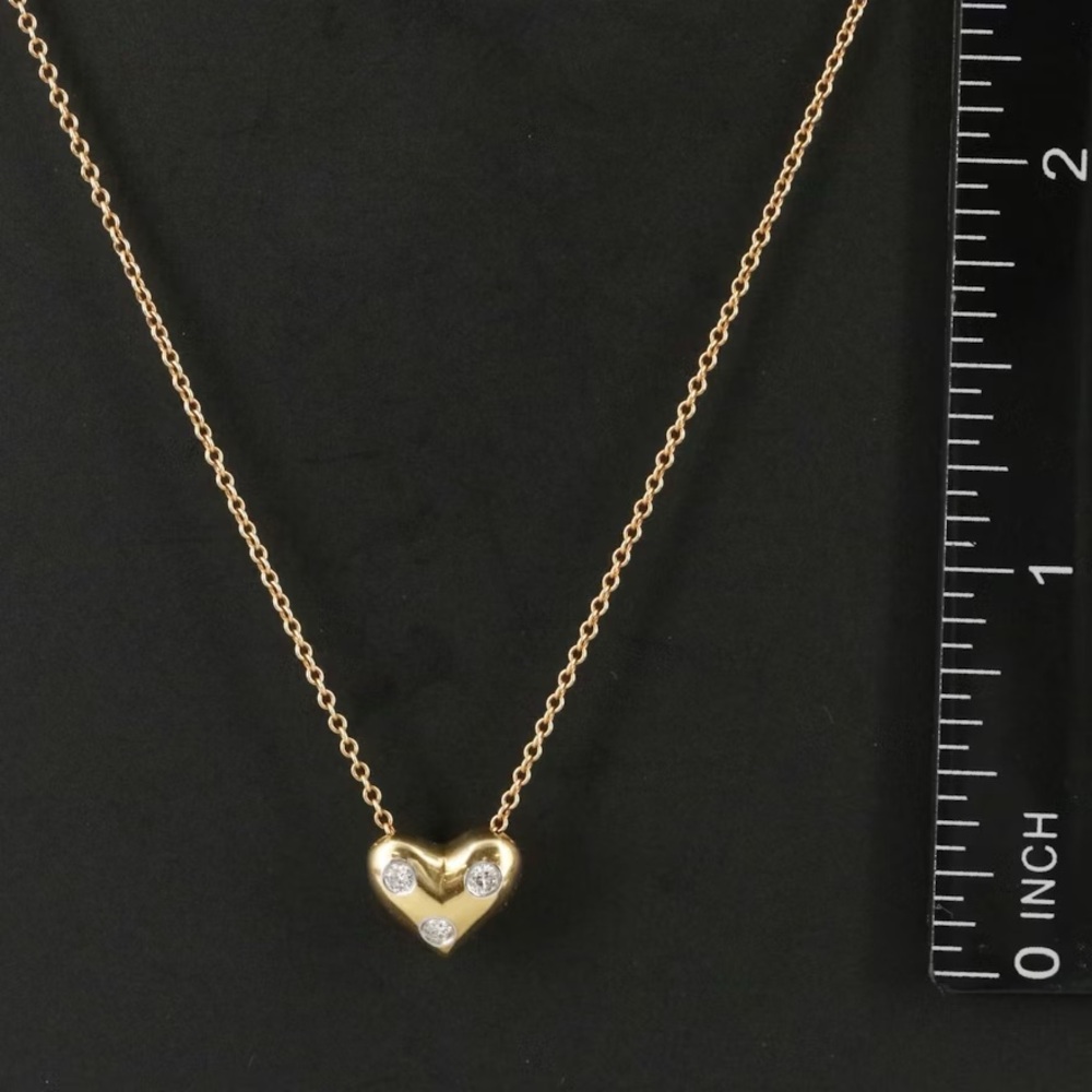 Tiffany & Co. Gold 18k Diamond Etoile Heart Necklace